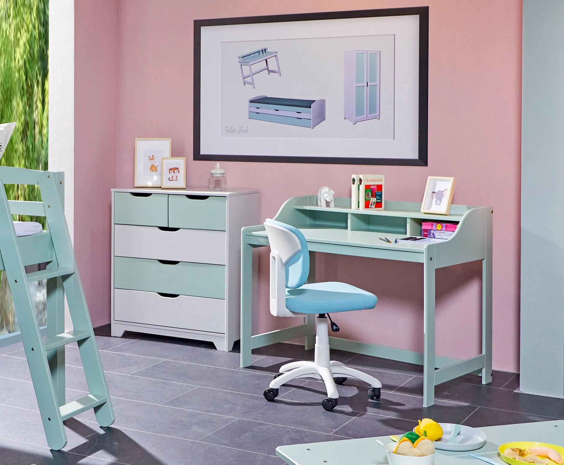 Lerneinheit Conversation | 110 x 68,4 x 90,6 cm | Farbe: Pastellblau