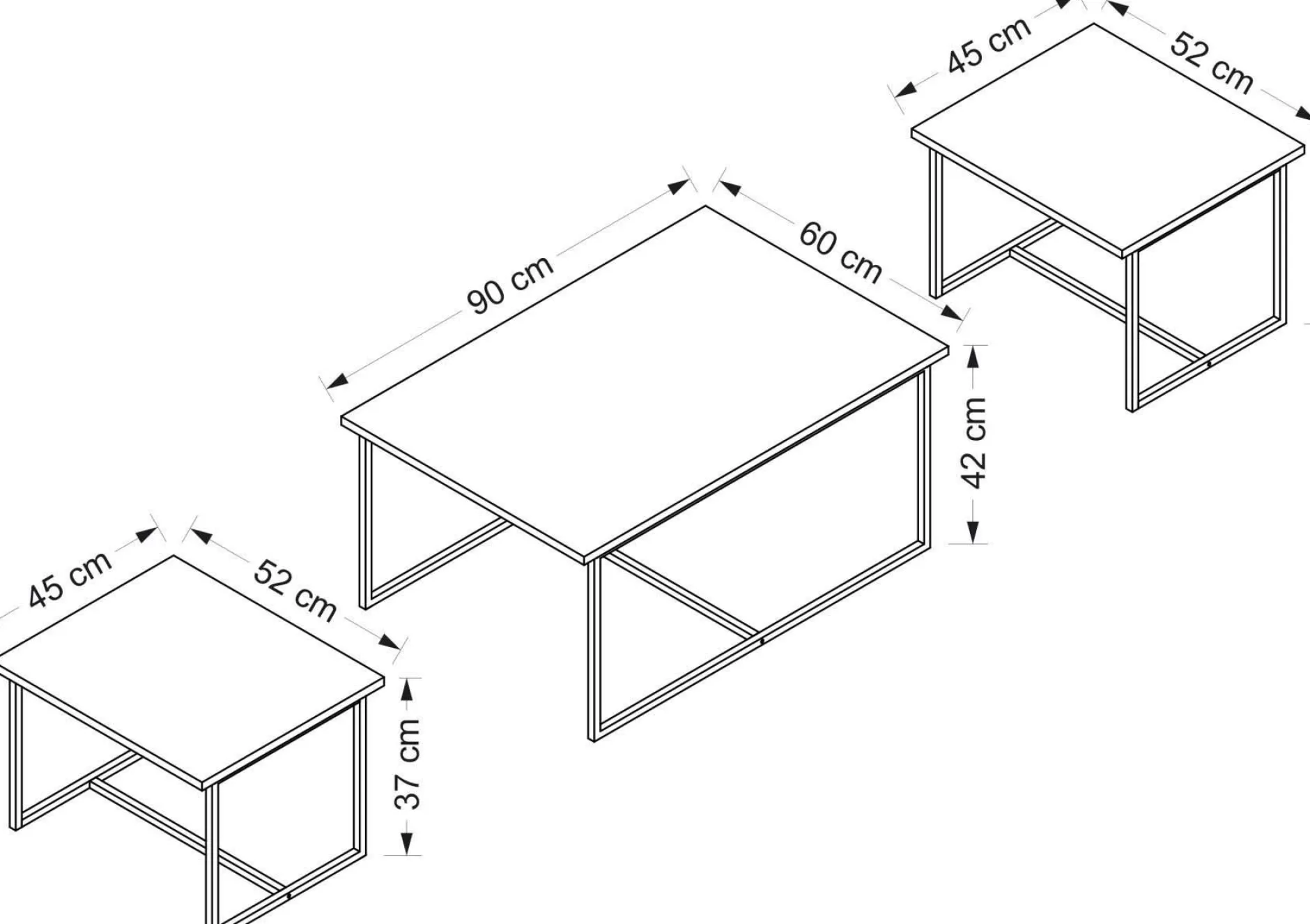 Levada Satztisch (3-teilig) | 100 % MELAMIN | Walnuss