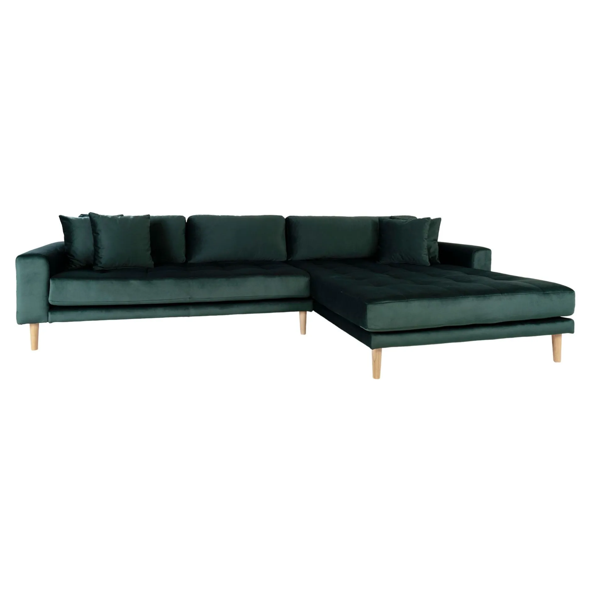 Lido Ecksofa rechts - 290x170x76cm - dunkelgrüner Samt