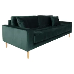 Lido 3-Sitzer Sofa - 210x93x76cm - dunkelgrüner Velours