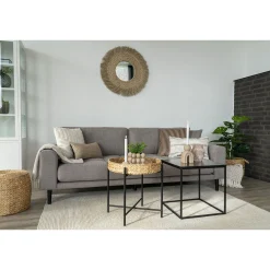 Lido Stone 3-Sitzer Sofa mit schwarzen Holzbeinen