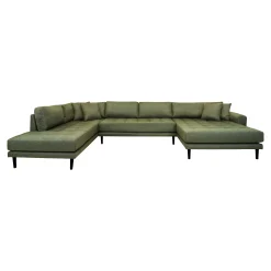 Lido U-Sofa Open End - Olivgrün mit 4 Kissen