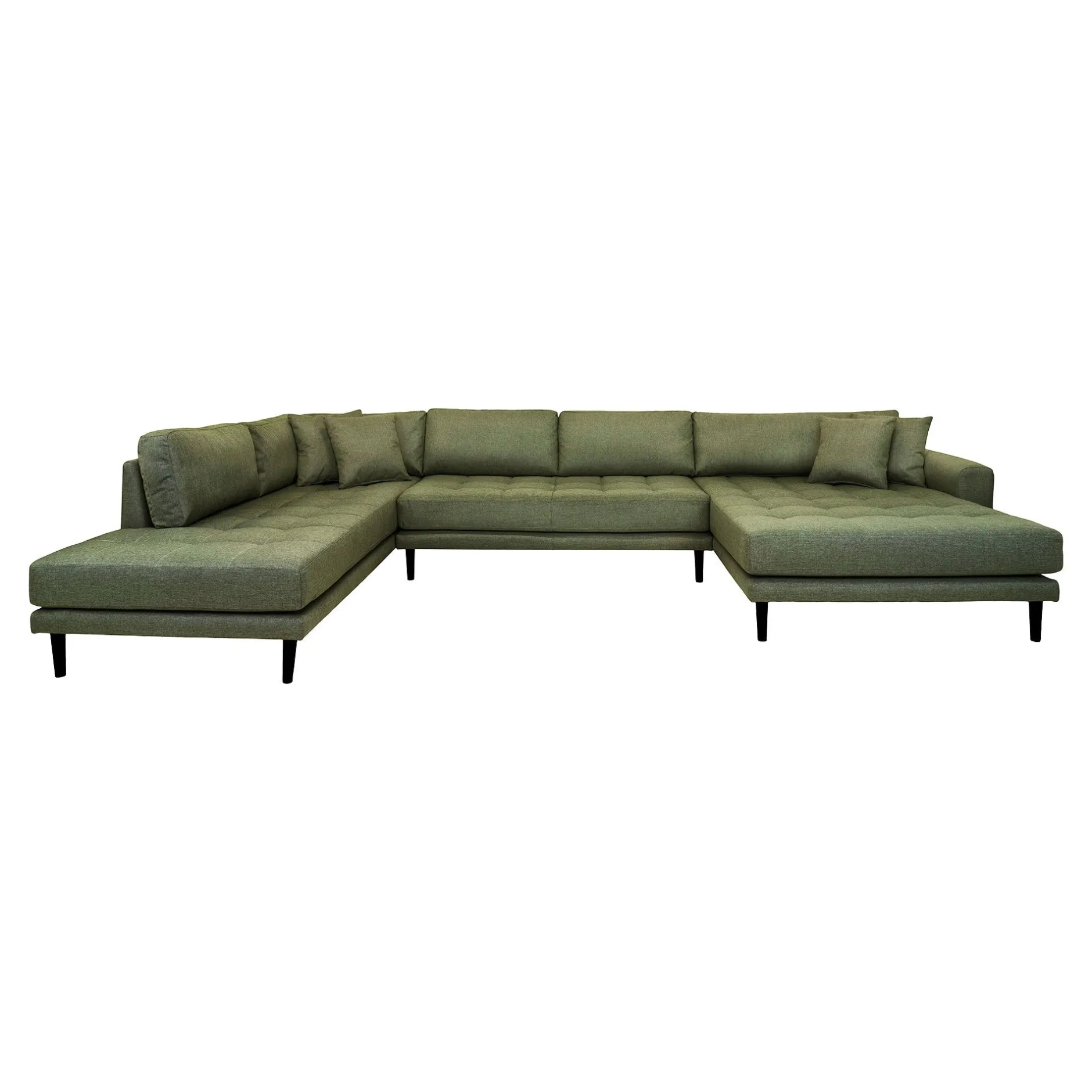 Lido U-Sofa Open End - Olivgrün mit 4 Kissen
