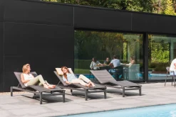 Liege Tremezzo Aluminium Anthrazit Textilene Dunkelgrau - Verstellbar - Mobil