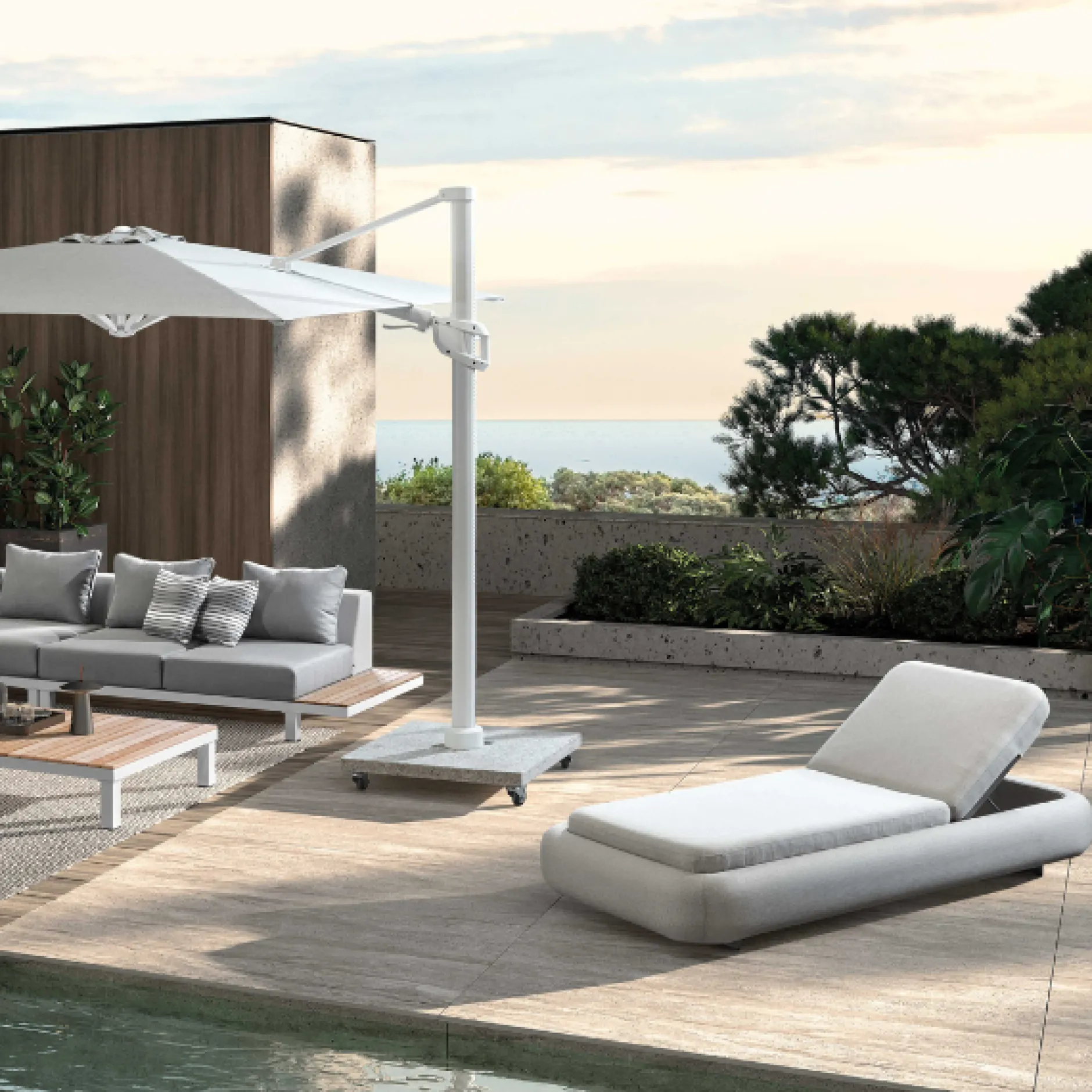 Liege Trieste Gescova - Aluminium anthrazit, Stoff grau, verstellbar