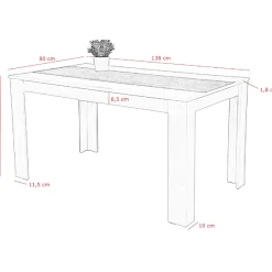 Lillie Esstisch 140x80 cm-weiß/Beton