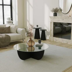 Lily Couchtisch | GEHÄRTETES GLAS | Schwarz
