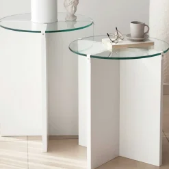 Lily Satztisch (2 Stück) | GEHÄRTETES GLAS | Weiß