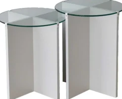 Lily Satztisch (2 Stück) | GEHÄRTETES GLAS | Weiß