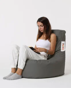 Lina Garten-Sitzsack | Wasserdichter Polyesterstoff | Dunkelgrau