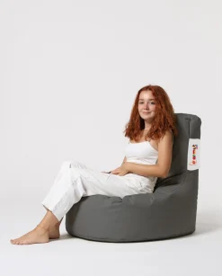 Lina Garten-Sitzsack | Wasserdichter Polyesterstoff | Dunkelgrau