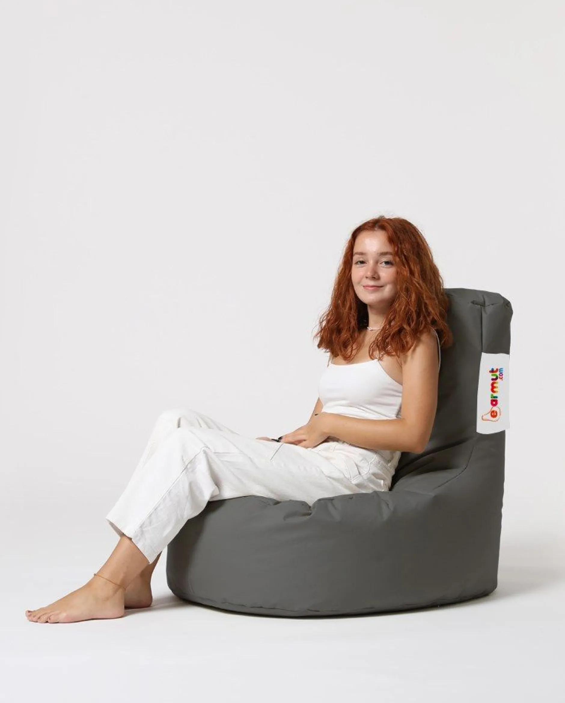 Lina Garten-Sitzsack | Wasserdichter Polyesterstoff | Dunkelgrau