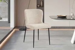 Lisa Bouclé beige Stuhl - Metallbeine, H 85 x B-L 50 x T-P 62 cm