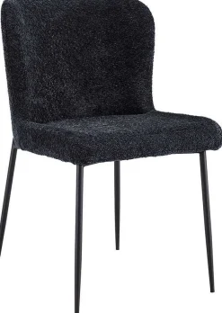 Lisa Bouclé Dunkelgrauer Stuhl - Metallbeine, H 85 x B-L 50 x T-P 62 cm