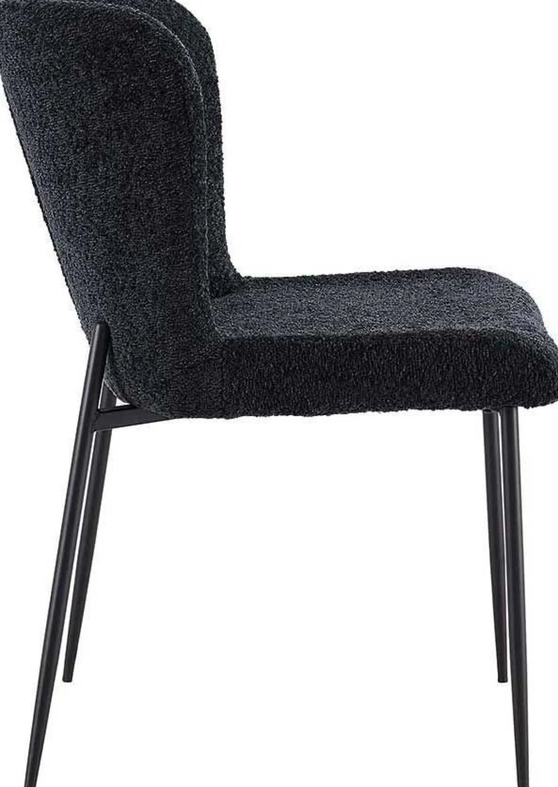 Lisa Bouclé Dunkelgrauer Stuhl - Metallbeine, H 85 x B-L 50 x T-P 62 cm
