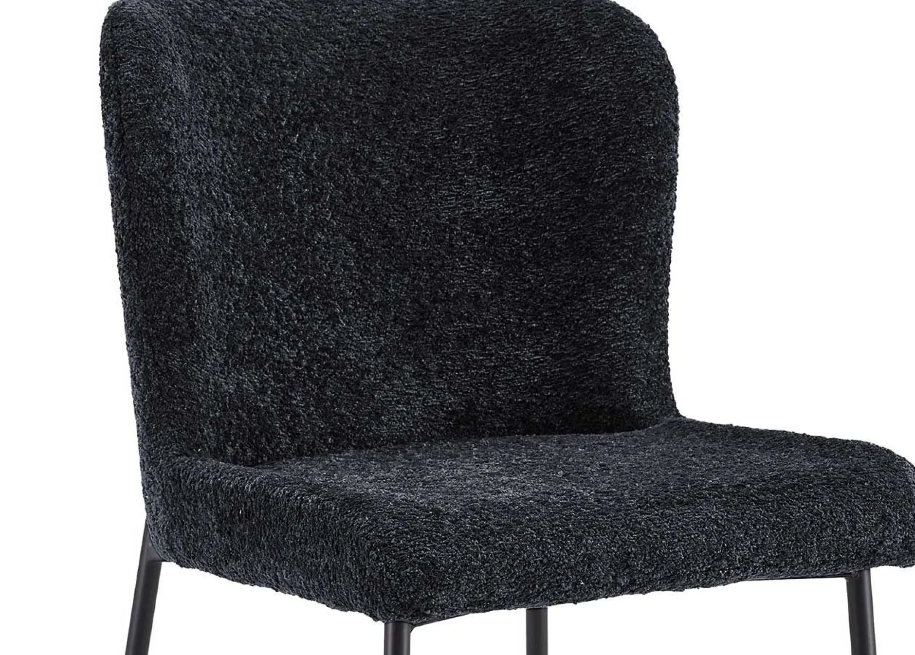 Lisa Bouclé Dunkelgrauer Stuhl - Metallbeine, H 85 x B-L 50 x T-P 62 cm