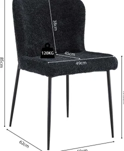 Lisa Bouclé Dunkelgrauer Stuhl - Metallbeine, H 85 x B-L 50 x T-P 62 cm