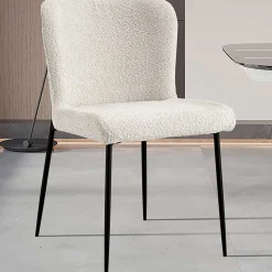 Lisa Bouclé Ecru Stuhl - Metallbeine, H 85 x B-L 50 x T-P 62 cm