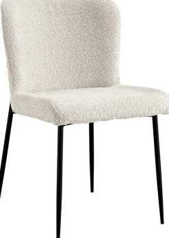 Lisa Bouclé Ecru Stuhl - Metallbeine, H 85 x B-L 50 x T-P 62 cm