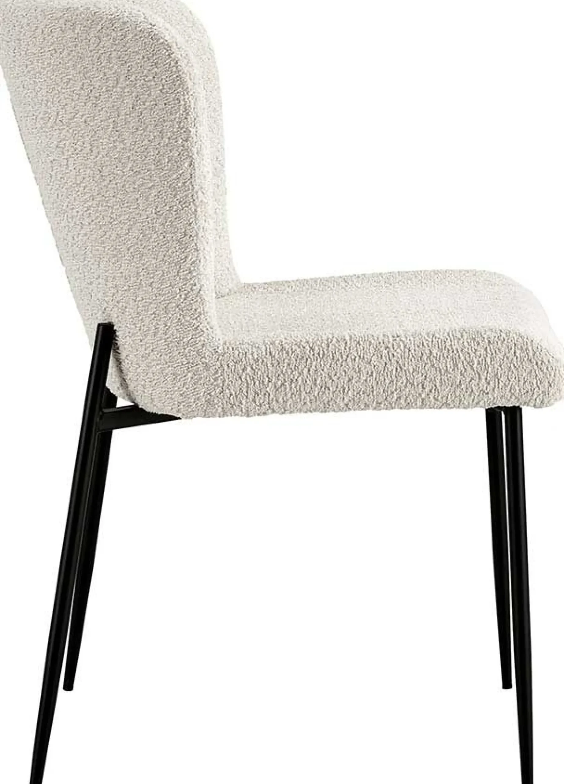 Lisa Bouclé Ecru Stuhl - Metallbeine, H 85 x B-L 50 x T-P 62 cm