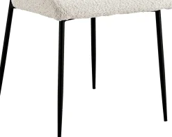 Lisa Bouclé Ecru Stuhl - Metallbeine, H 85 x B-L 50 x T-P 62 cm