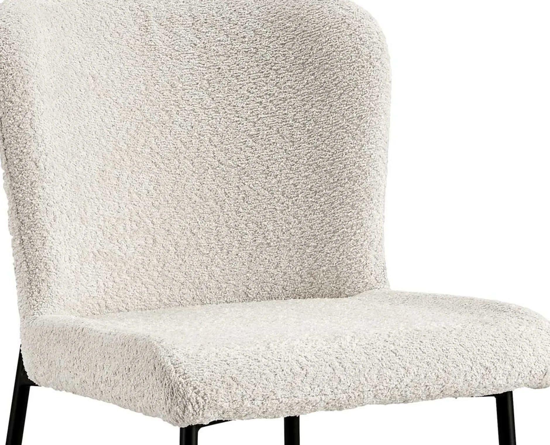 Lisa Bouclé Ecru Stuhl - Metallbeine, H 85 x B-L 50 x T-P 62 cm