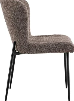 Lisa Bouclé Sandfarbener Stuhl - Metallbeine, H 85 x B-L 50 x T-P 62 cm