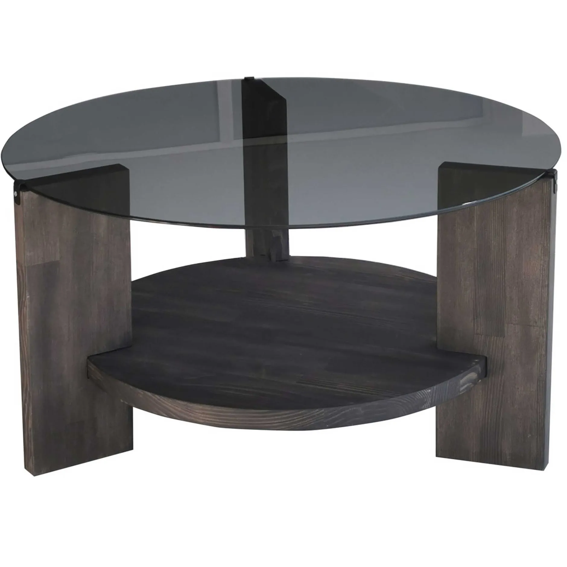 Locelso Couchtisch | 100% gehärtetes Glas | Gestell aus Kiefernholz | Anthrazit Dunkelbraun