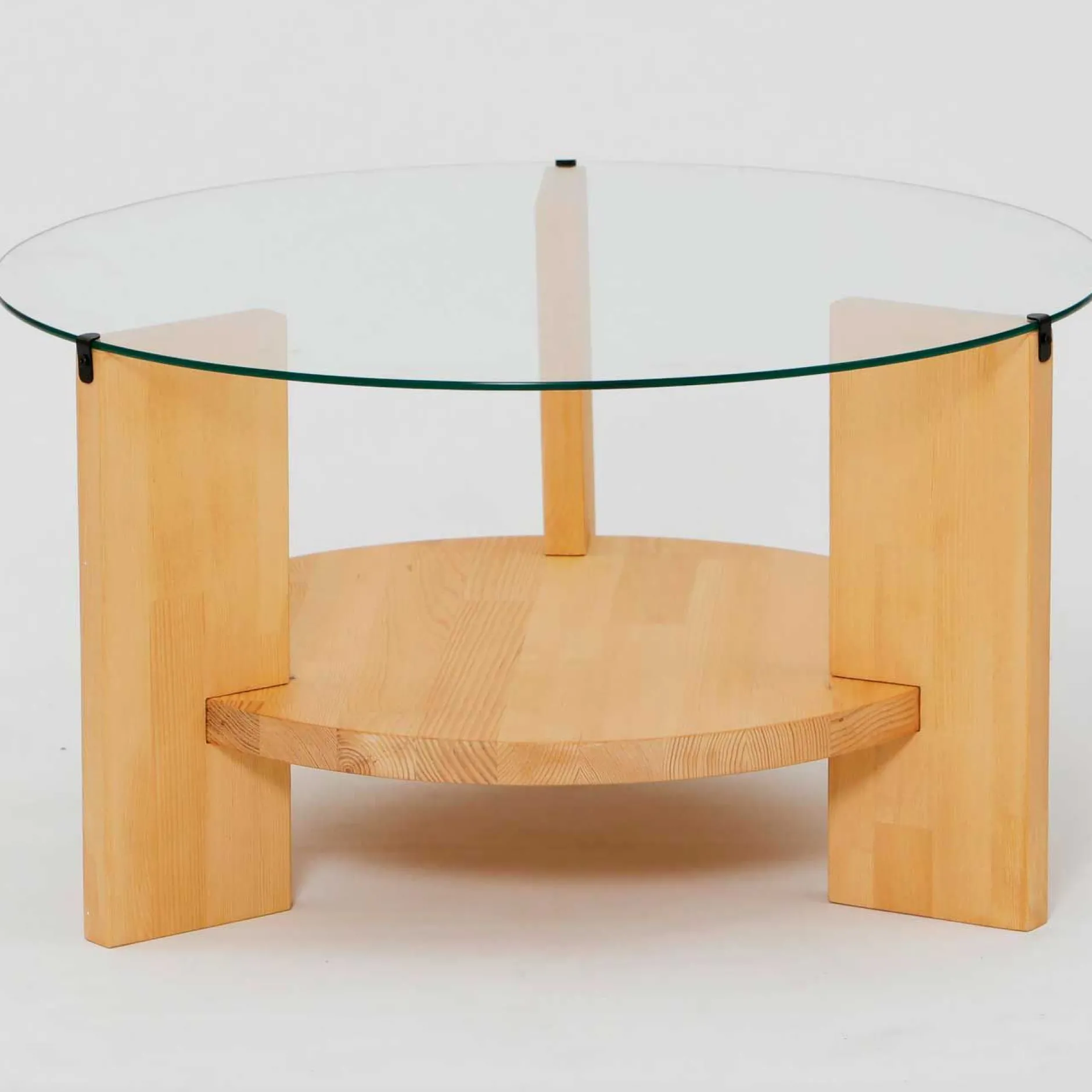 Locelso Couchtisch | 100% gehärtetes Glas | Gestell aus massiver Kiefer | Farbe Eiche