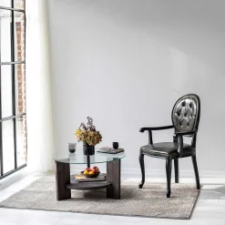 Locelso Couchtisch | 100% gehärtetes Glas | Gestell aus Kiefernholz | Anthrazit