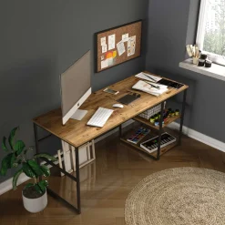 Locelso Schreibtisch | 100% Melamin | 18mm Stärke | Metallgestell | Atlantische Kiefer