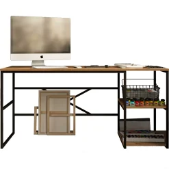 Locelso Schreibtisch | 100% Melamin | 18mm Stärke | Metallgestell | Atlantische Kiefer