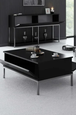 Lord Couchtisch | 100 % MELAMIN | Schwarz, Silber