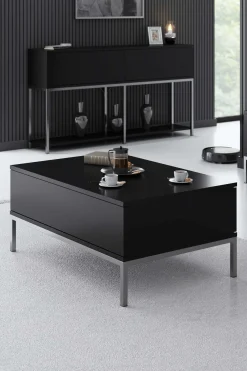 Lord Couchtisch | 100 % MELAMIN | Schwarz, Silber