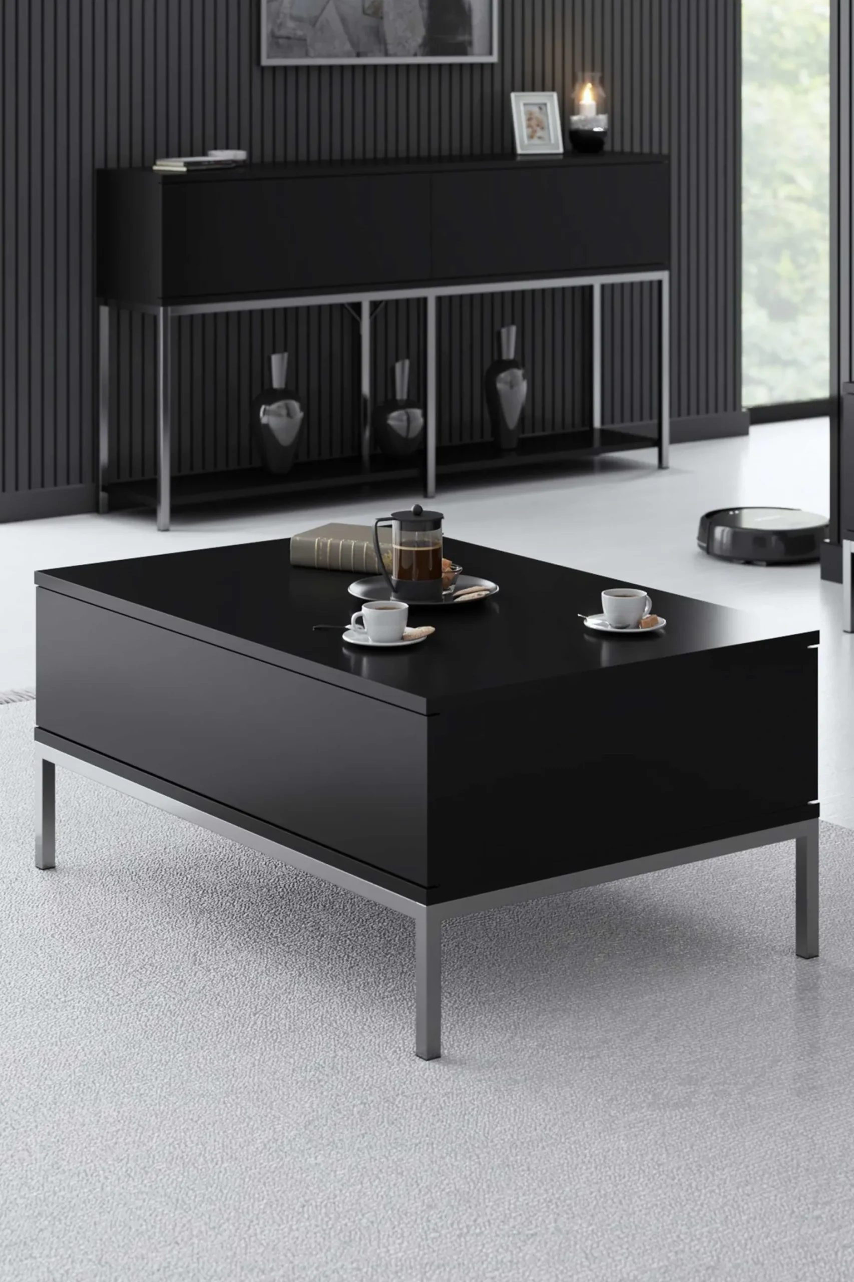 Lord Couchtisch | 100 % MELAMIN | Schwarz, Silber