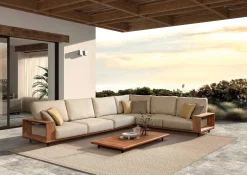 Lounge-Set Cabo Verde Gescova - Teakholz und Olefin - 260x80x65 cm - Ecru