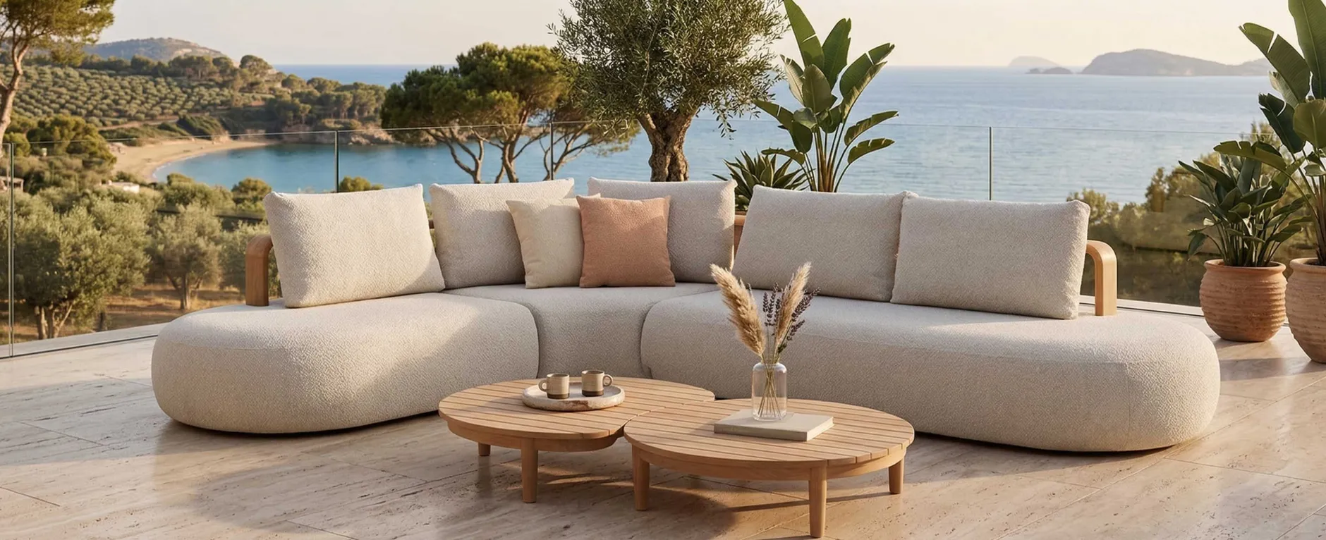 Loungeset Garten Mila Gescova - Hellgrau - Textilene