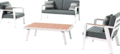 Lounge-Set Guadeloupe Gescova - Aluminium Weiß, Teakholz - 150x70x83 cm - Grau