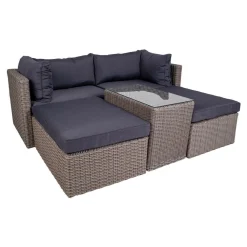 Loungeset Rossi - Polyrattan - grau