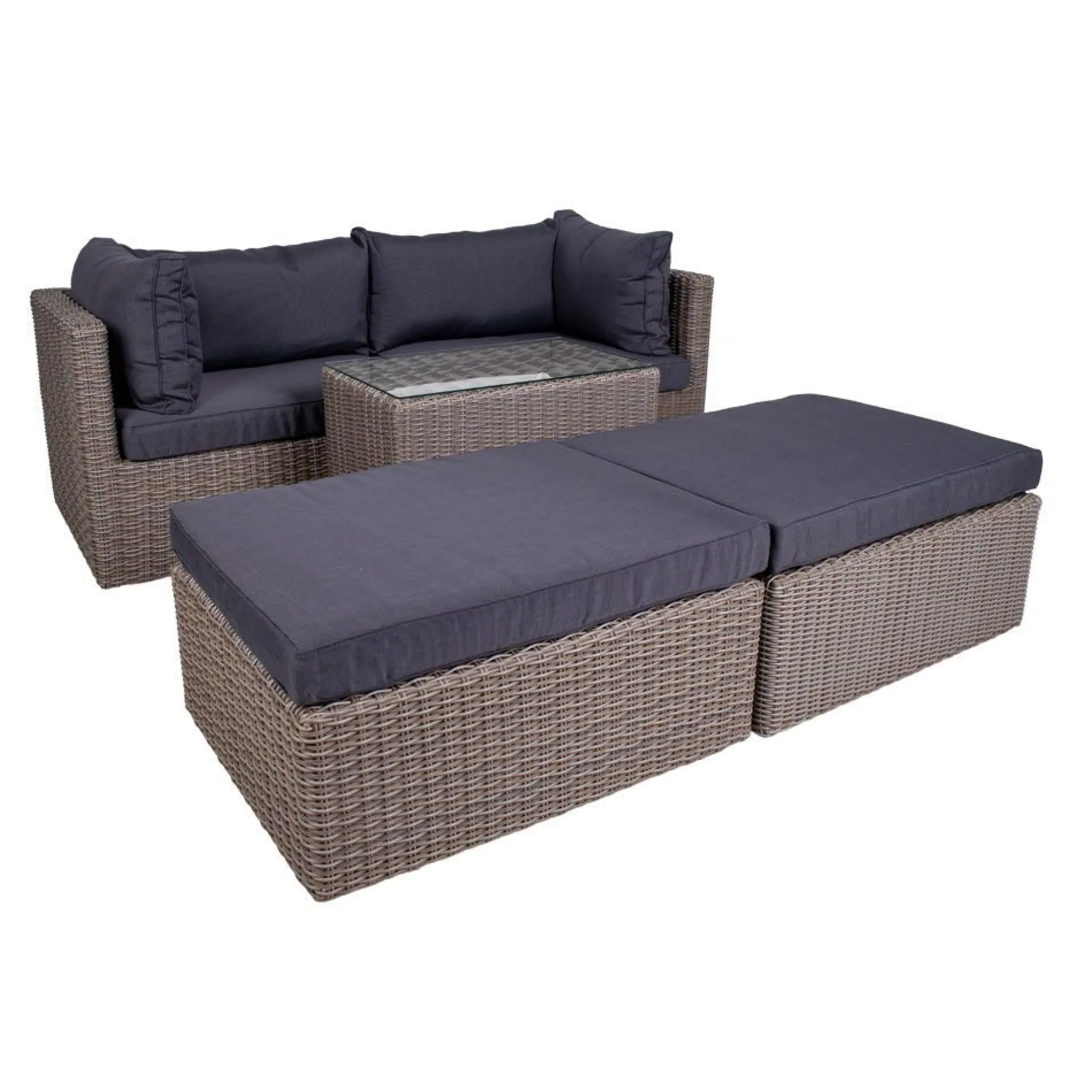 Loungeset Rossi - Polyrattan - grau