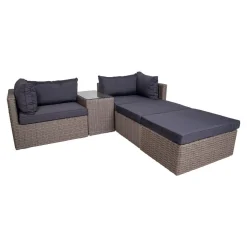 Loungeset Rossi - Polyrattan - grau