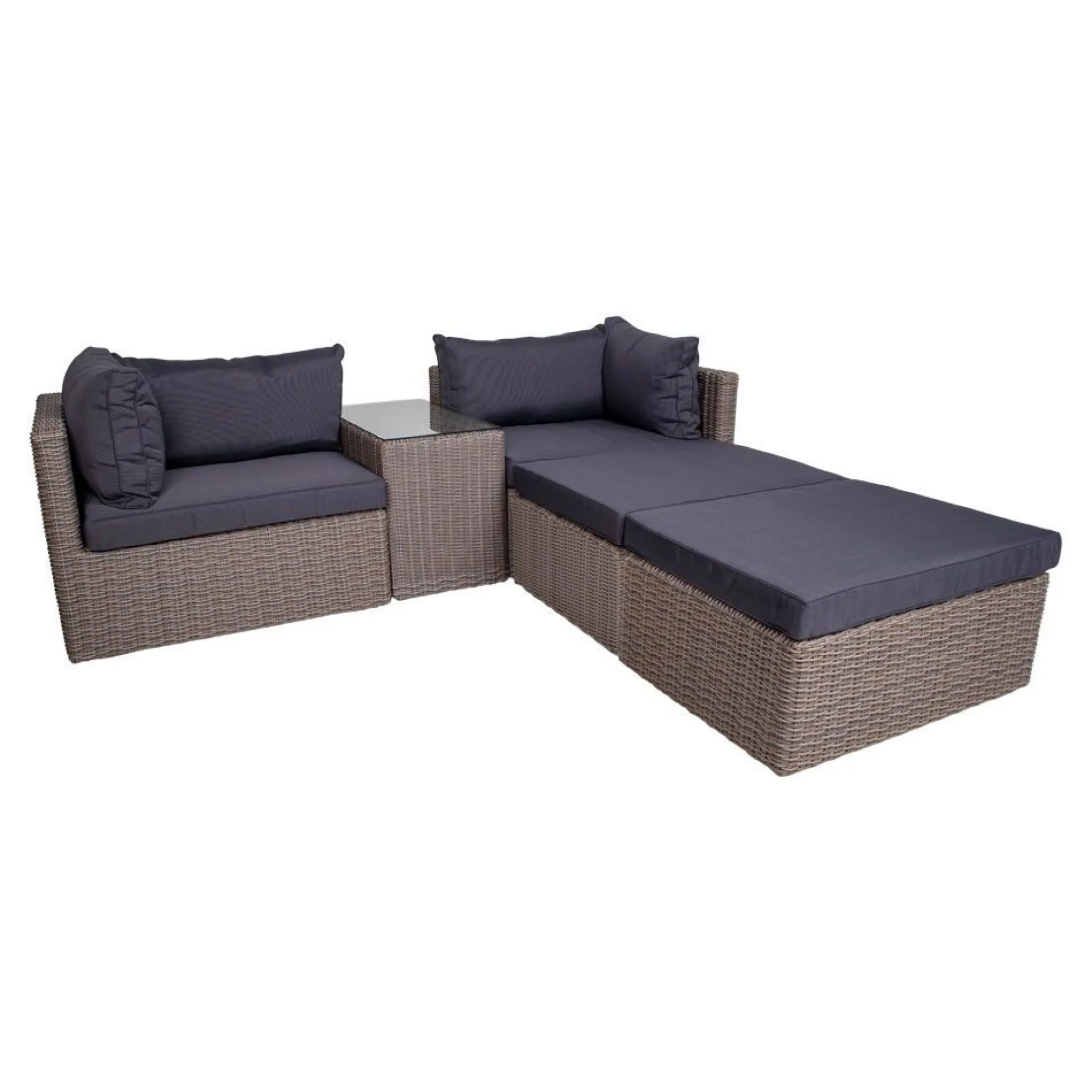 Loungeset Rossi - Polyrattan - grau