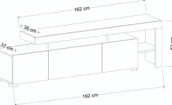 Lowboard Beliz - 100% MELAMINE - Holzschwarz - 192 x 53 x 37 cm