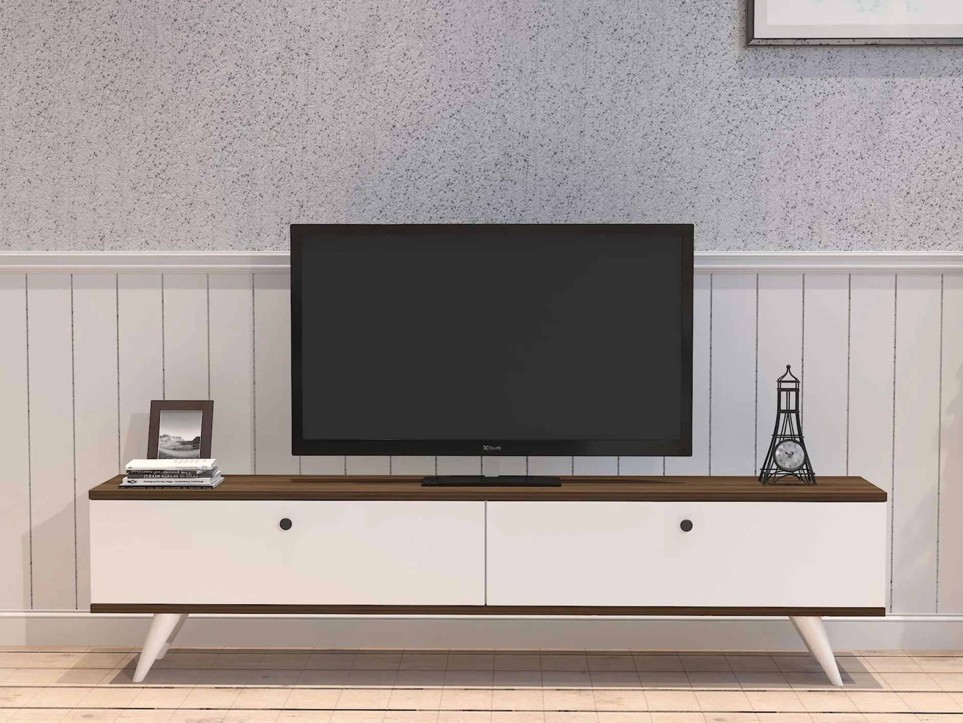 Lowboard Paris - 100% MELAMINE - Weiß - 160 x 35 x 25 cm