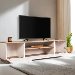 Lowboard Veramont - 100% MELAMINE - Weiß - 180 x 44,6 x 44,5 cm