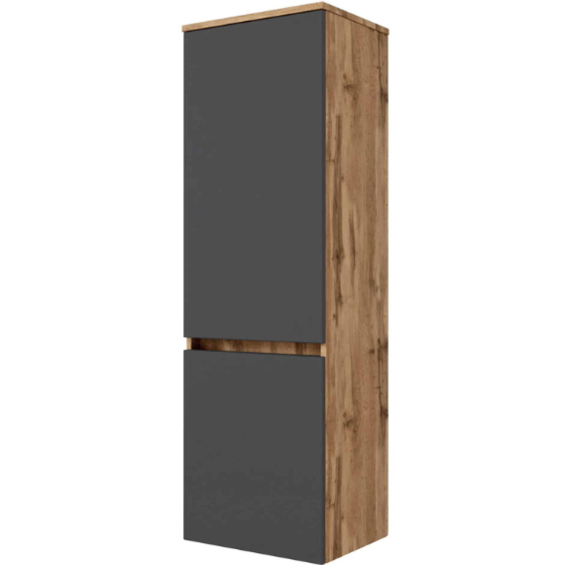 LunaBadezimmer : Spiegelschrank, Waschbeckenschrank, 2x Säulenschrank - Anthrazit/Eiche