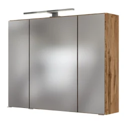 LunaBadezimmer : Spiegelschrank, Waschbeckenschrank, 2x Säulenschrank - Anthrazit/Eiche
