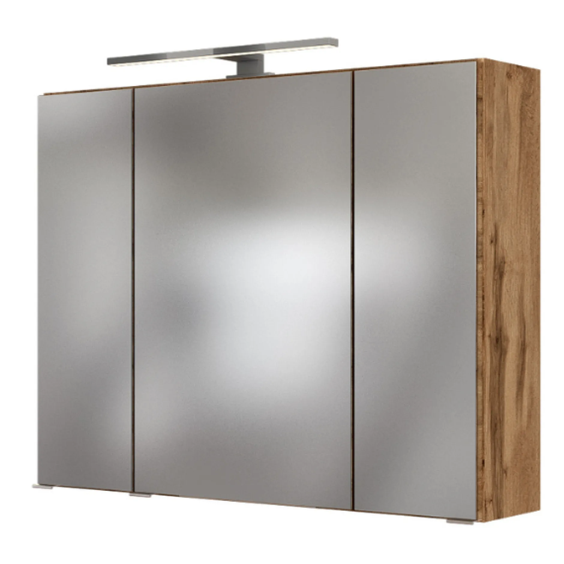 LunaBadezimmer : Spiegelschrank, Waschbeckenschrank, 2x Säulenschrank - Anthrazit/Eiche