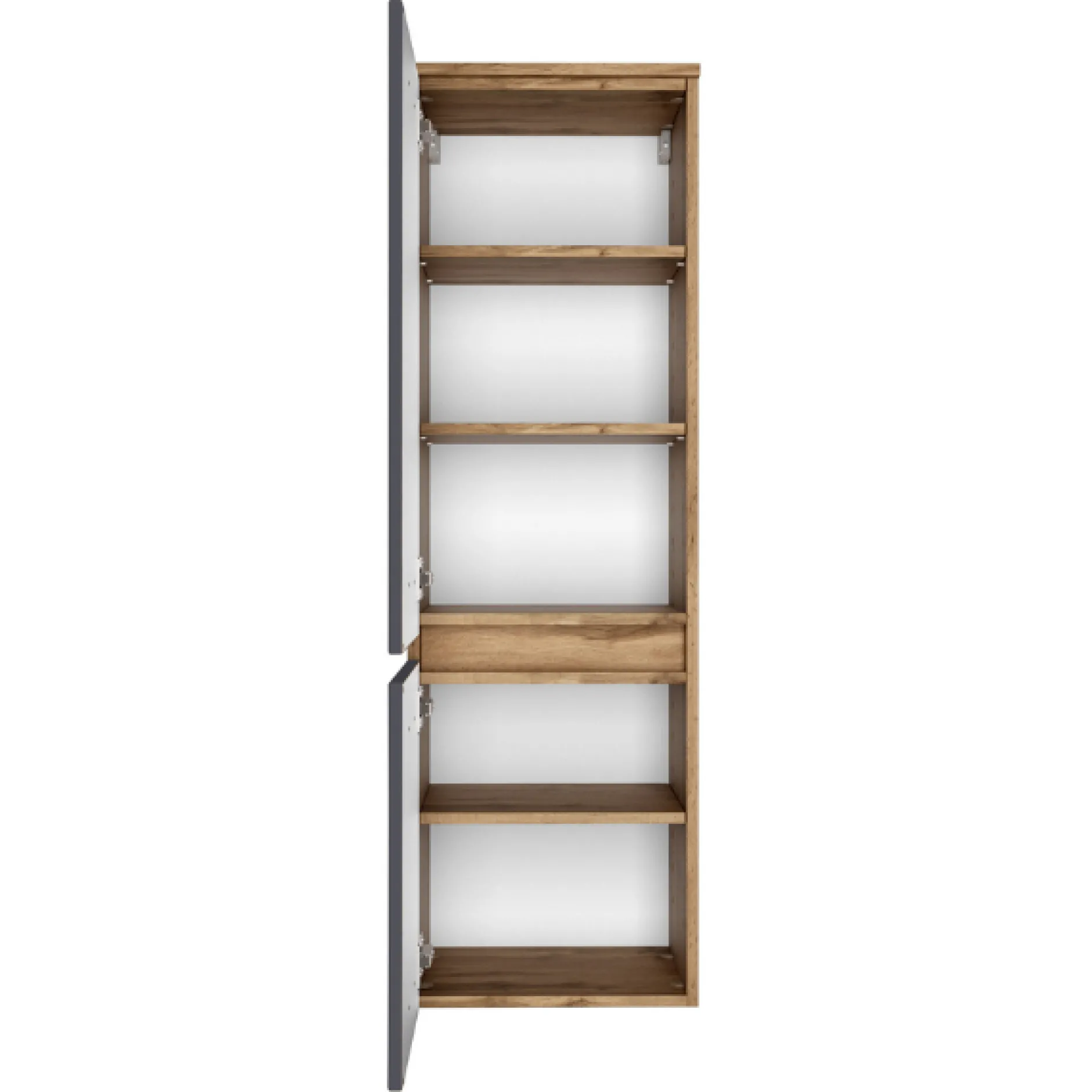 LunaBadezimmer : Spiegelschrank, Waschbeckenschrank, 2x Säulenschrank - Anthrazit/Eiche