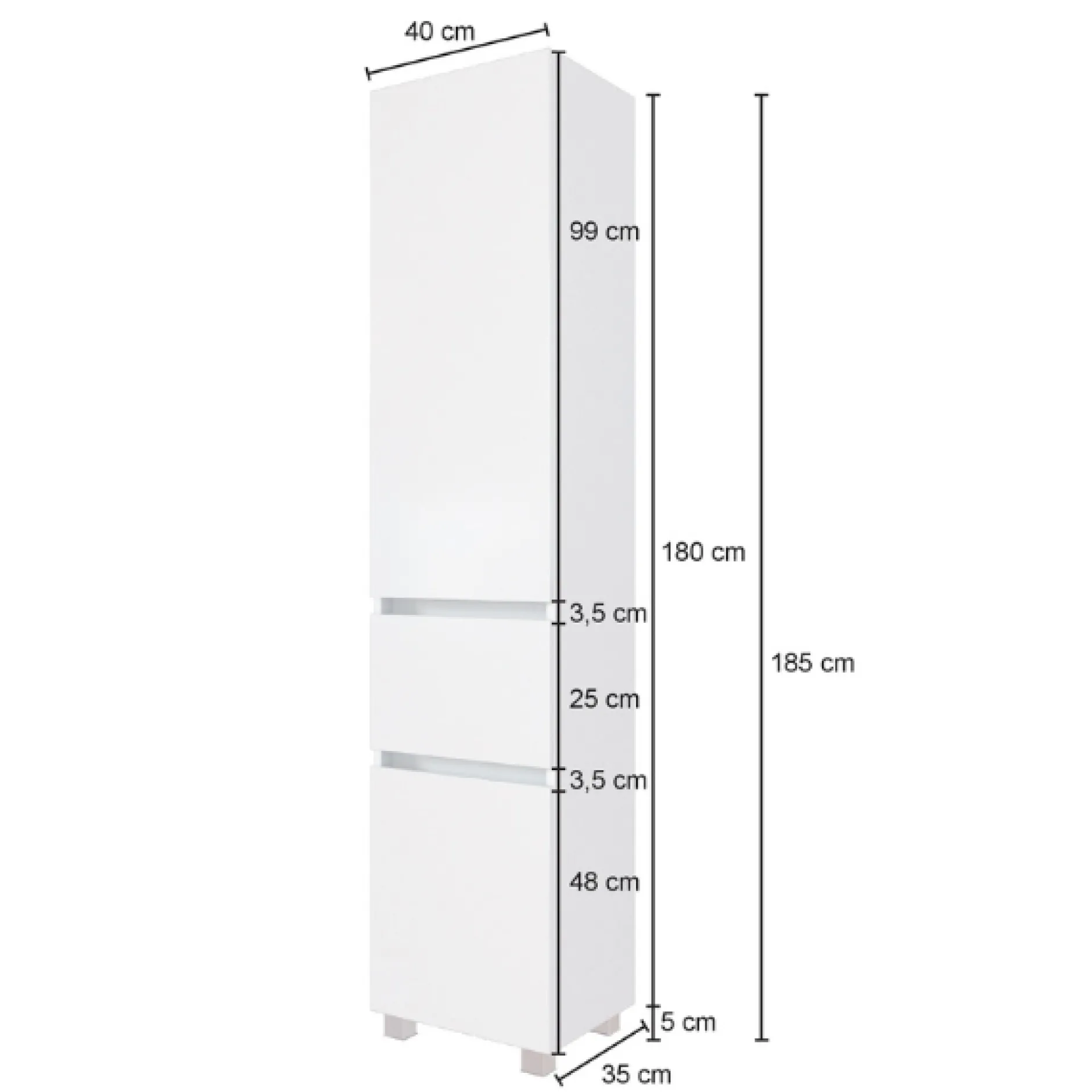 LunaBadezimmer : Spiegelschrank, Doppelwaschbecken, 2x Säulenschrank - Anthrazit/Eiche